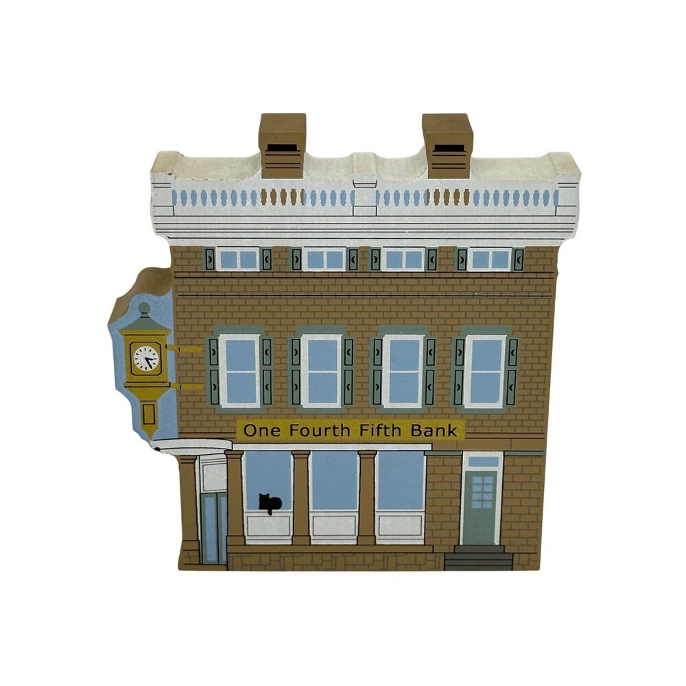 VTG Cat's Meow Village 2002‎ #02-111 One Fourth Fifth Bank Wood Shelf Sitter